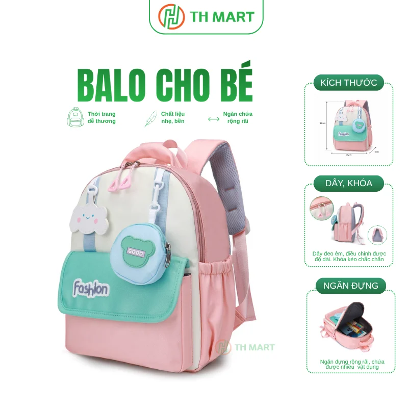 Balo cho bé mẫu giáo Fashion Pastel phối màu phong cách Hàn Quốc 