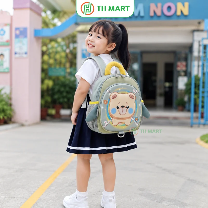 Balo cho bé mẫu giáo gấu Kawaii dễ thương thích hợp để bé đi học, đi chơi