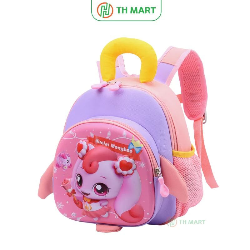 Balo cho bé mẫu giáo Hachuping Teenieping 3d màu hồng nhạt