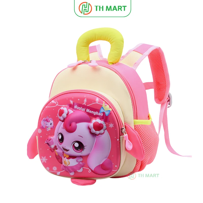 Balo cho bé mẫu giáo Hachuping Teenieping 3d màu hồng đậm