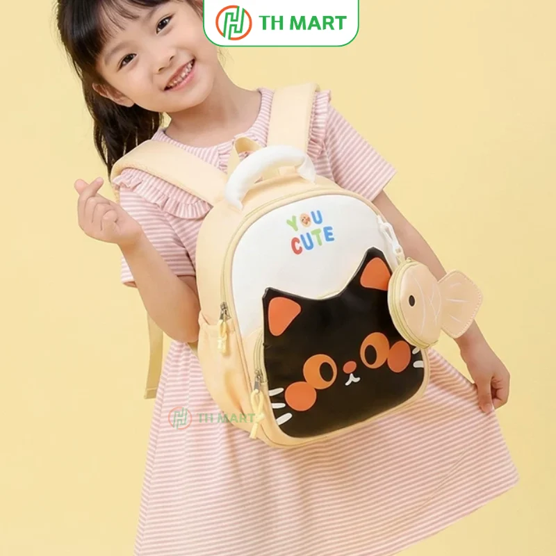 Balo hình mèo đựng được nhiều đồ dùng cho bé mẫu giáo