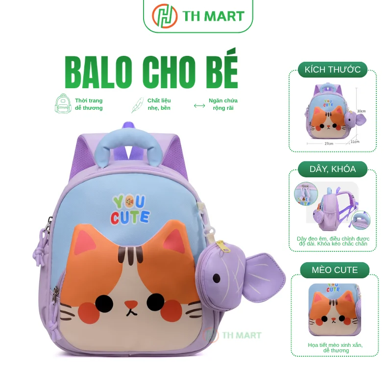 Balo cho bé mẫu giáo hình mèo dễ thương