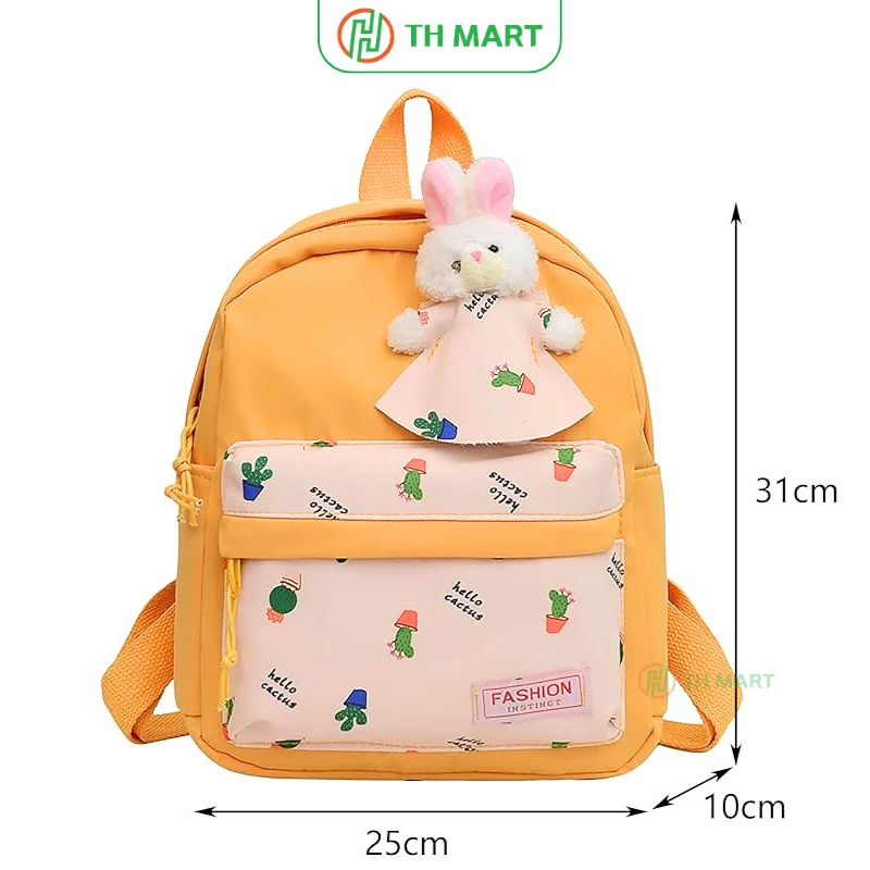 Balo cho bé mẫu giáo họa tiết xương rồng thỏ bông dễ thương