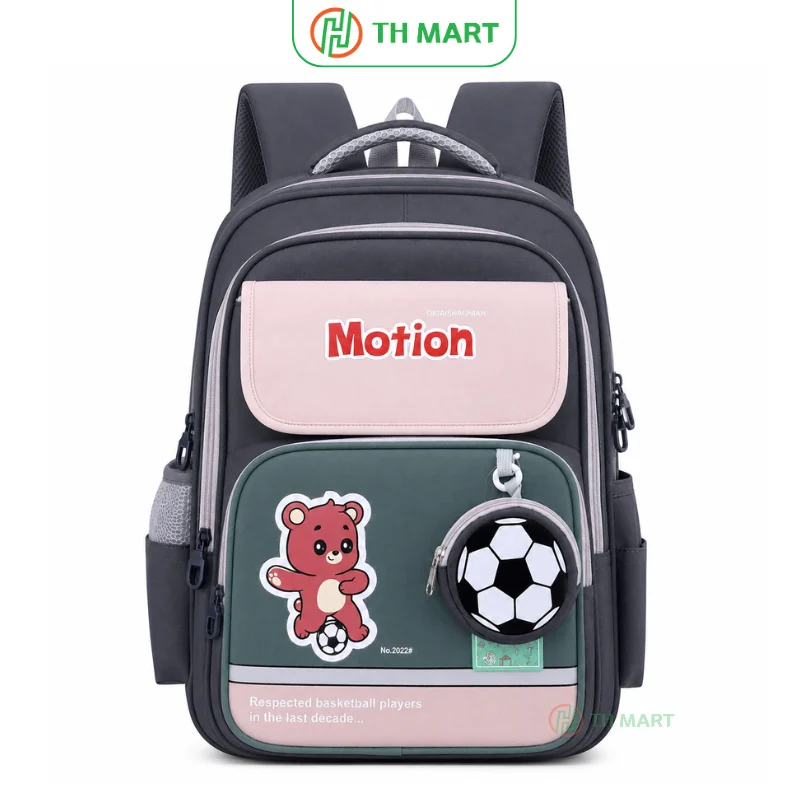 Balo học sinh cấp 2 motion thời trang độc lạ nhiều ngăn màu xám