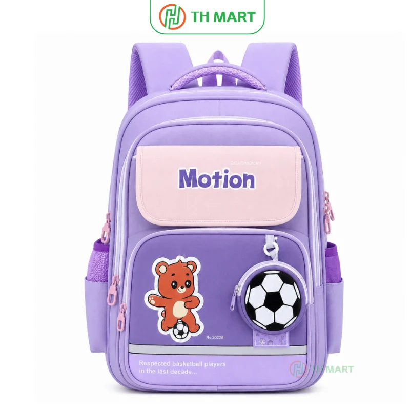 Balo học sinh cấp 2 motion thời trang độc lạ nhiều ngăn màu tím