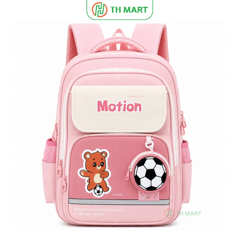 Balo học sinh cấp 2 motion thời trang độc lạ nhiều ngăn màu hồng