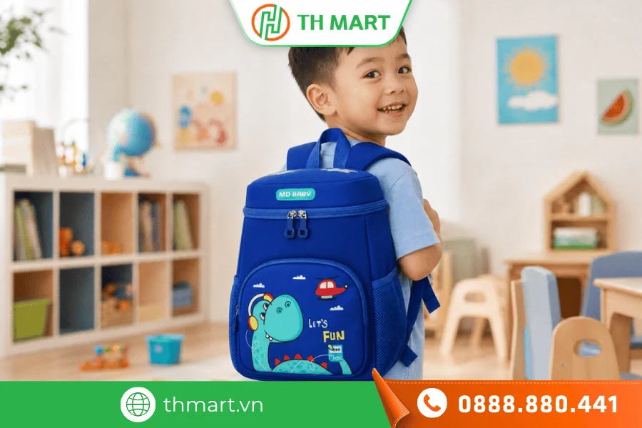 Balo khủng long với thiết kế nổi bật đáng yêu, giúp bé tự tin đến trường