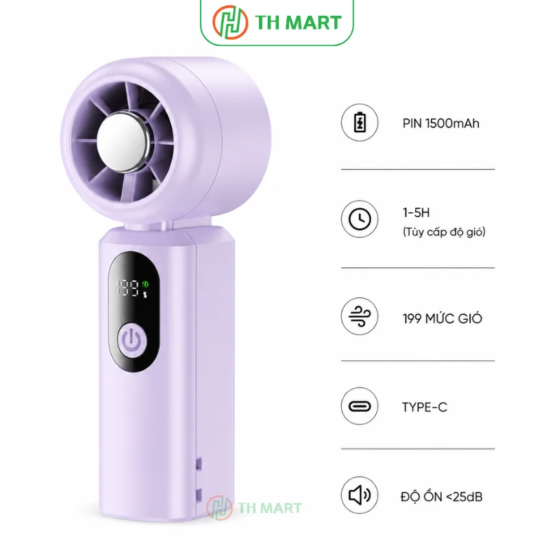 Quạt mini cầm tay H18 siêu nhỏ gọn, pin trâu