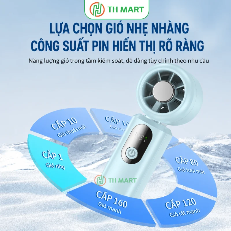 Quạt mini H18 với 199 cấp độ gió, dễ dàng tùy chỉnh