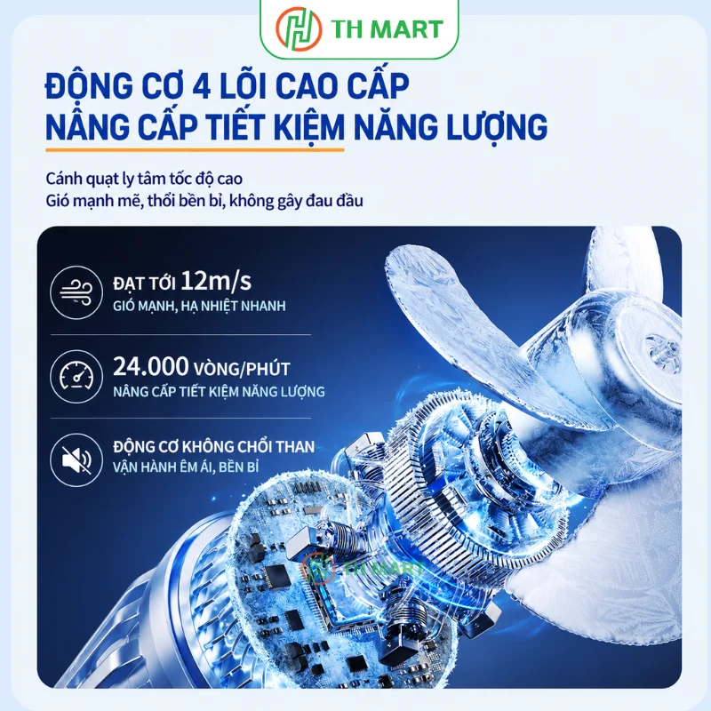 Quạt mini T238 với động cơ 4 lõi cao cấp, nâng cấp khả năng tiết kiệm pin
