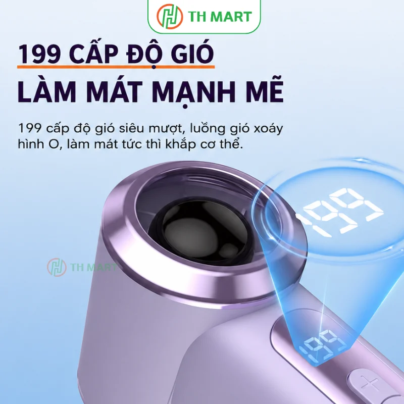 Quạt mini T238 với 199 cấp độ gió, làm mát mạnh mẽ