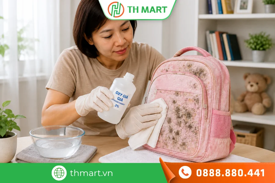 Mách bạn cách tẩy mốc balo đơn giản, hiệu quả tại nhà 6 Oxy già phù hợp để xử lý vết mốc nhẹ và mùi ẩm trên một số loại balo